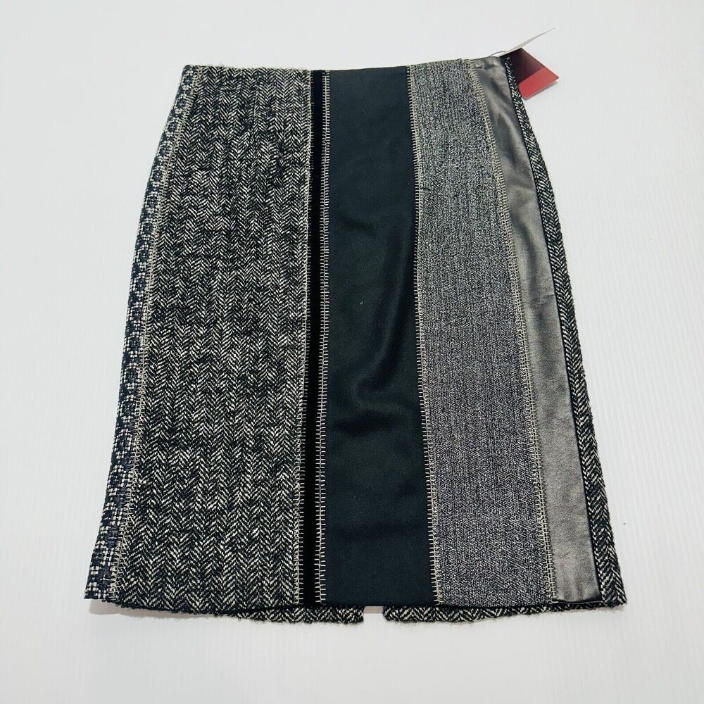 ETRO Women 44 US 8 Wool Gray Multi Pattern & Textured Pencil Skirt NWT $1,160